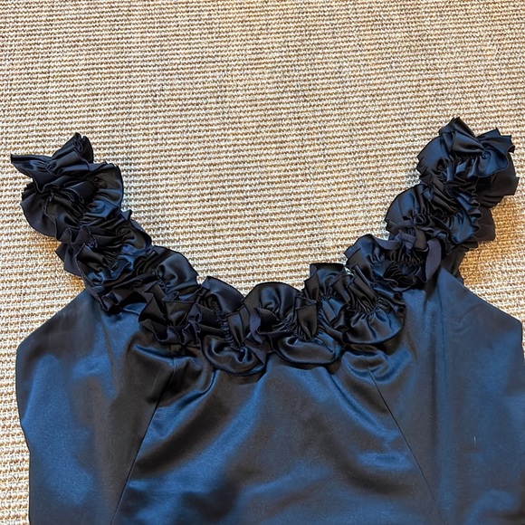 Black satin Maggie London Dress. - Picture 2 of 5